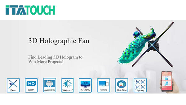 Hologram Fan LED Display for Advertising in China Hot Sale App Control 3D 1900cd/m2 Air Visiable 30000hours 1024*1024 ITATOUCH