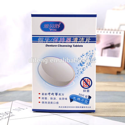 Mouth washing and tooth whitening teeth cleaning effervescent denture tablet tablets