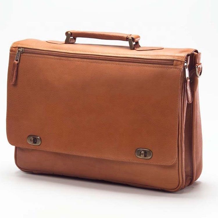 Men's Large Genuine Leather Briefcase Laptop Bag with Turn Lock