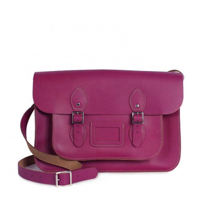 Adjustable Strap ladiesshoulder bag Purple genuine Leather Satchel bag for women vintage messenger girls briefcase