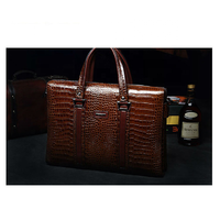 exclusive crocodile grain official bag genuine leather portable briefcase