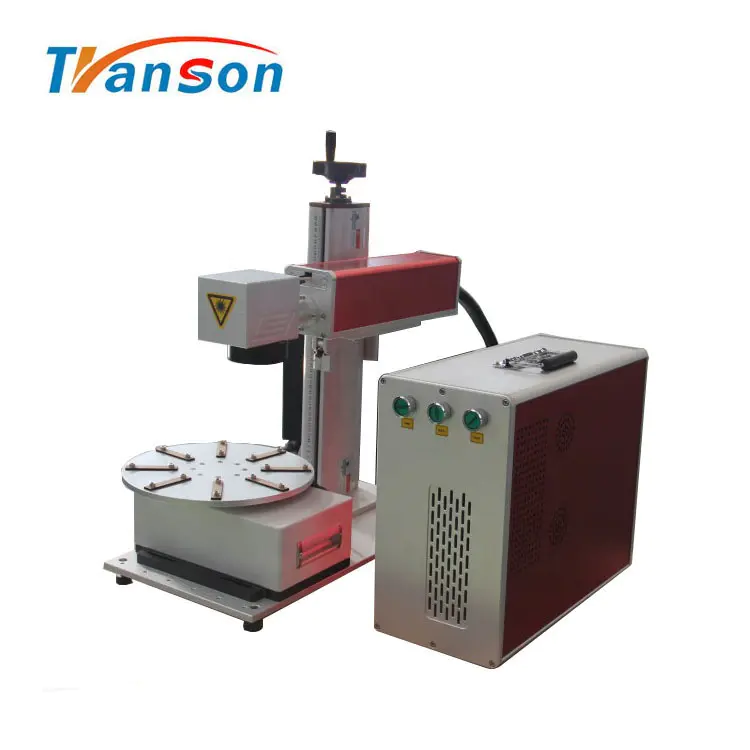 High Power100WFiber laser Marking Machine Mini Type with Rotary Worktable