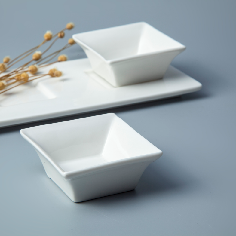 Dinnerware restaurant grace designs ceramic dinnerware 3 pcs square sauce bowls set with tray buffet dishes set porcelain cheap