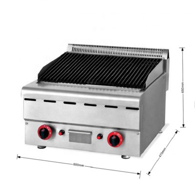 Commercial Kitchen Cooking Range Double Side Stainless Steel BBQ Gas Lava Stone Grill