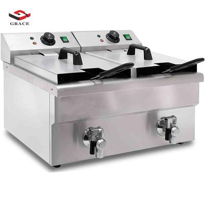 Commercial Electric Deep Fryer Stainless Steel Fryer with Faucet Drain Valve System for Commercial Kitchen
