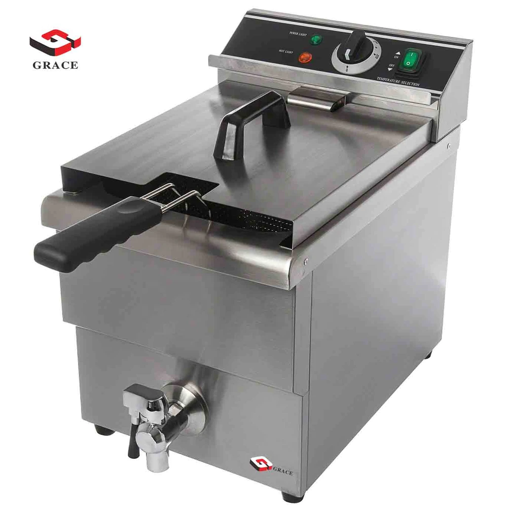Commercial Electric Deep Fryer 8.5L Stainless Steel with Faucet Drain Valve System for Commercial Restaurant