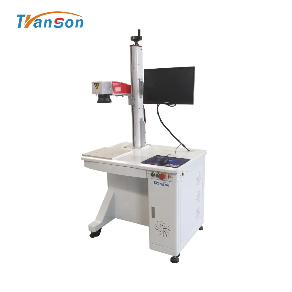 Raycus 50W Leather Marking Cutting Metal Plastic Mark 300*300mm Fiber Laser Marking Machine Jinan Transon lazer