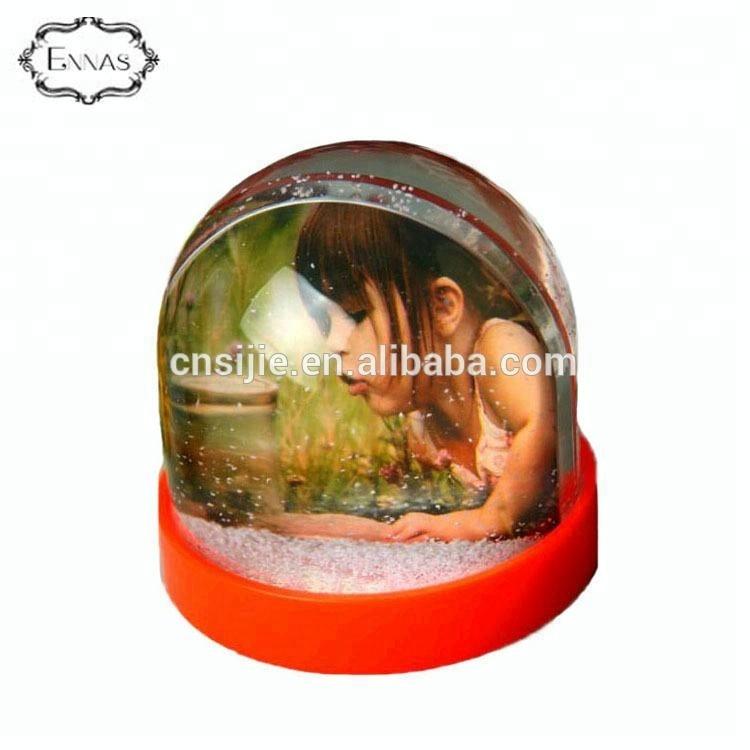 Custom Plastic DIY photo frame Snow Globe for Christmas decor