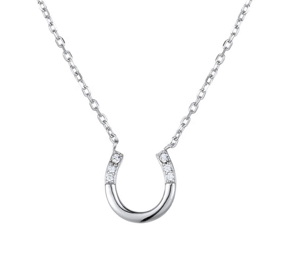 product-BEYALY-Cheap Silver Crystal Stone Horseshoe Necklace U Letter Shape Jewelry-img-2