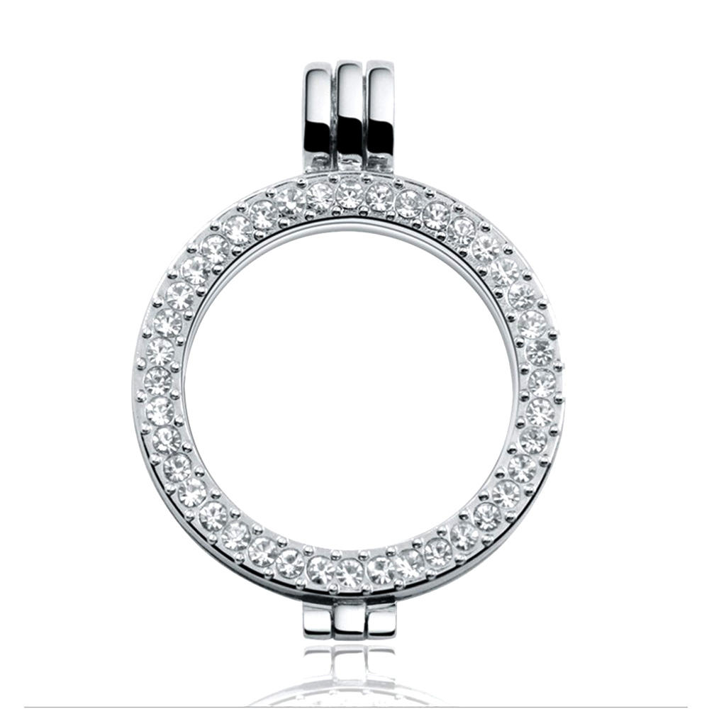 Hollow circle silver diamond artificial lockets