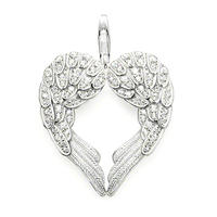 925 silver jewelry fashion cubic stone heart angel wings charm