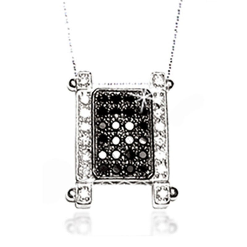 Shiny Black Stone Silver Bisuteria Fashion Jewelry Necklace Set