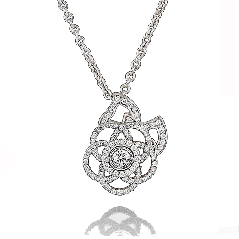 Ladies Beautiful Silver Cz Star Flower Jewelry Necklace Set