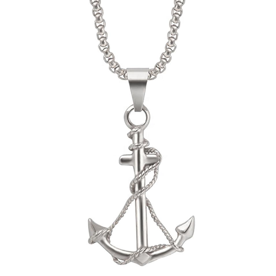 Cheap silver simple anchor necklace unique