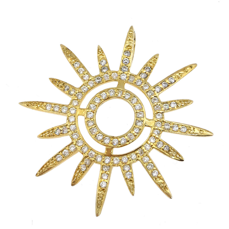 Nice silver sun shape cz 14 karat gold jewelry wholesale
