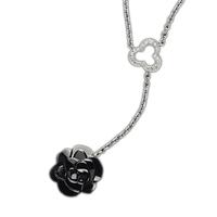 Shiny black flower cz clover costume jewellery materials