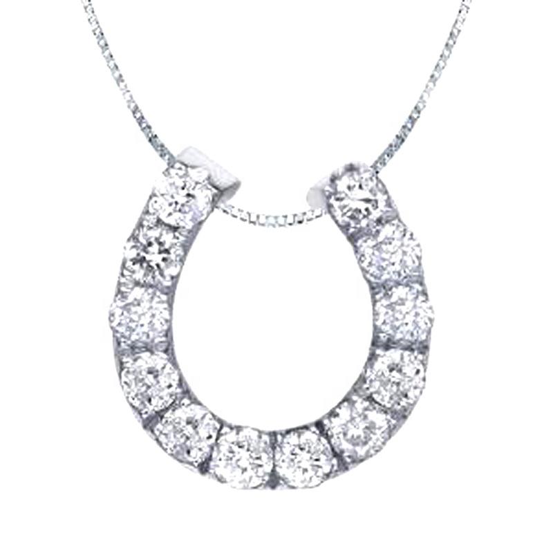 Cheap Silver Crystal Stone Horseshoe Necklace U Letter Shape Jewelry
