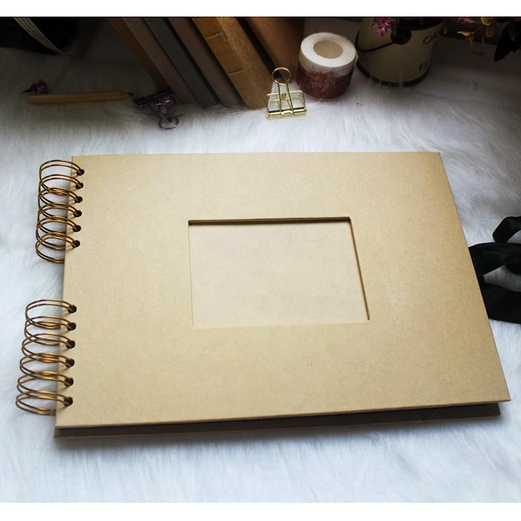 product-315x210mm Kraft Cover Spiral Scrapbook with Black Cardstock Pages-Dezheng-img-1