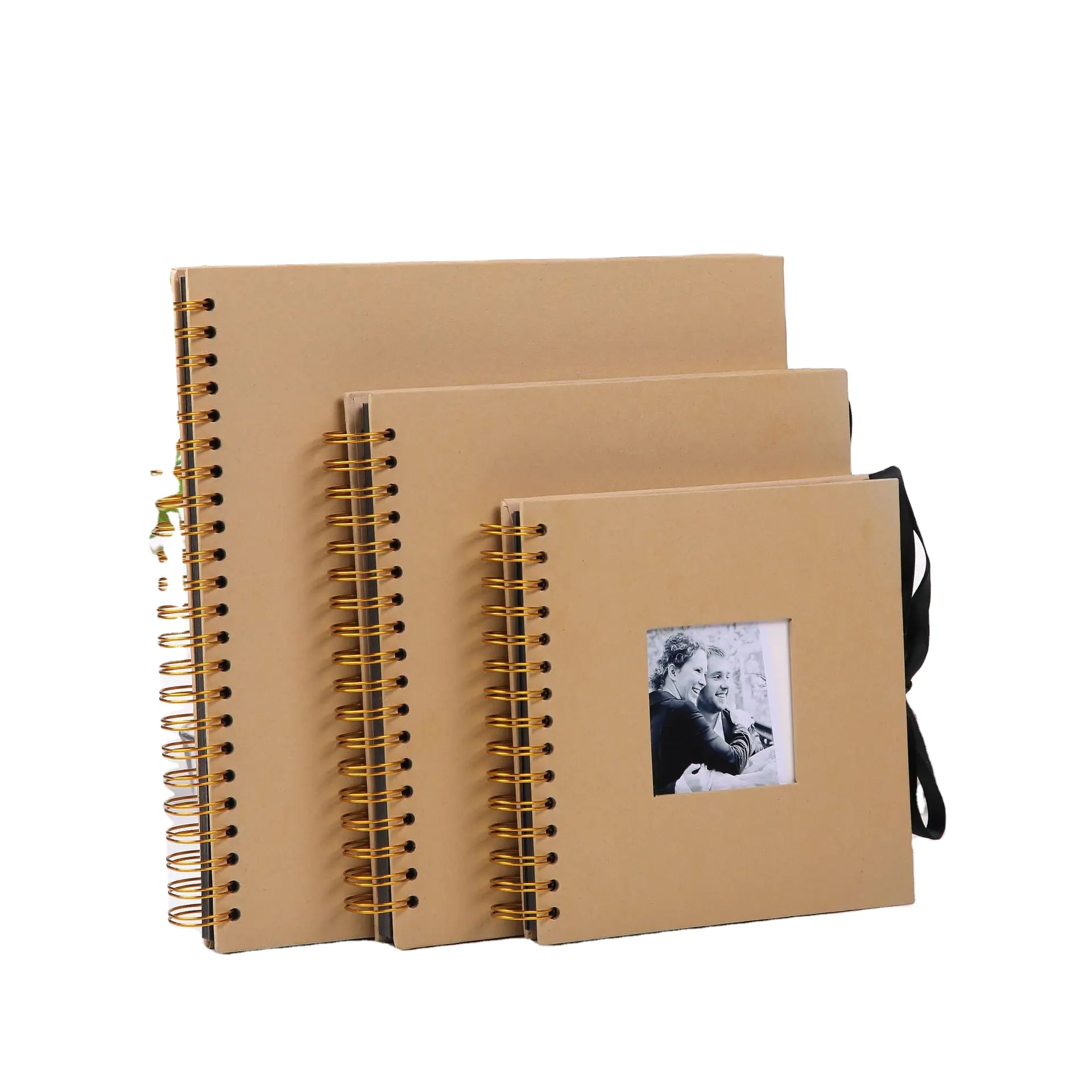 Paperboard Kraft Paper Photo Albums Metal Spiral Wire Binding Baby Photo Album