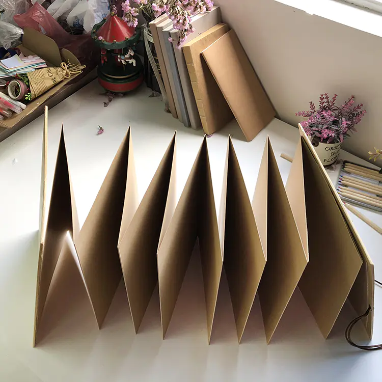 New A4Kraft Paper Scrapbook Accordion Album With Ribbon Closure for lover,custom logo