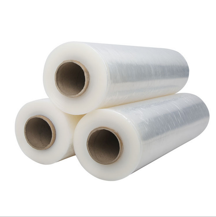 Accept custom order hand lldpe clear pallet packing stretch film with size 17/18/19/20mic*500mm