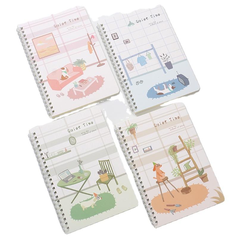 Custom A5 Kraft Spiral Binding Bound Classmate Exercise Book Cartoon Customized Paper Note Book And Diary Book