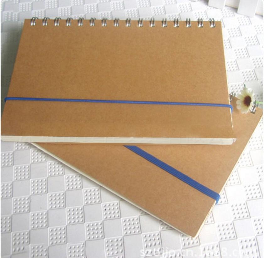 product-Office Supply Custom Logo Kraft Paper Cardboard Cover A5 Spiral Notebook With Elastic Band-D-1