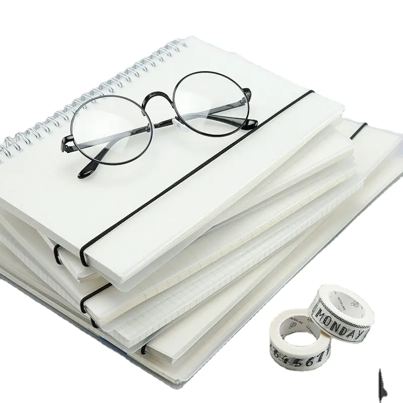 Spiral Binding Ring Lined Thick Elastic Band Cover Plastic For Note Book