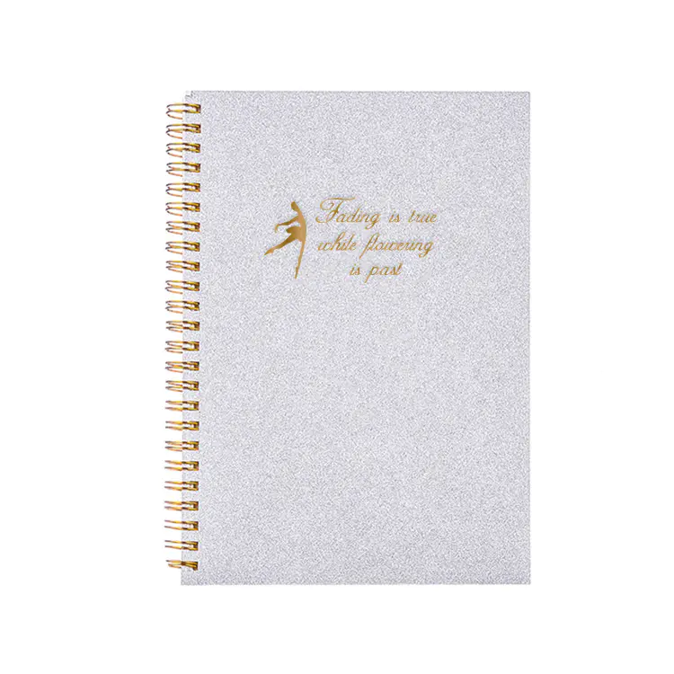 Custom High Quality Hardcover Gold Foil Perforated Notebook A5 With Gold Spiral Binding