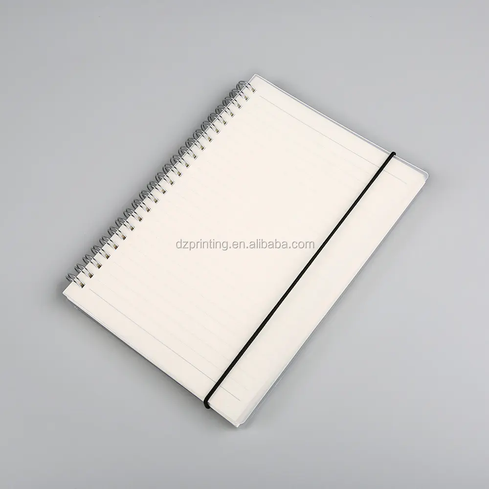Cheap Price Personalized PVC Transparent Hard Plastic Cover A5 Spiral Bound Notebook With Perforation