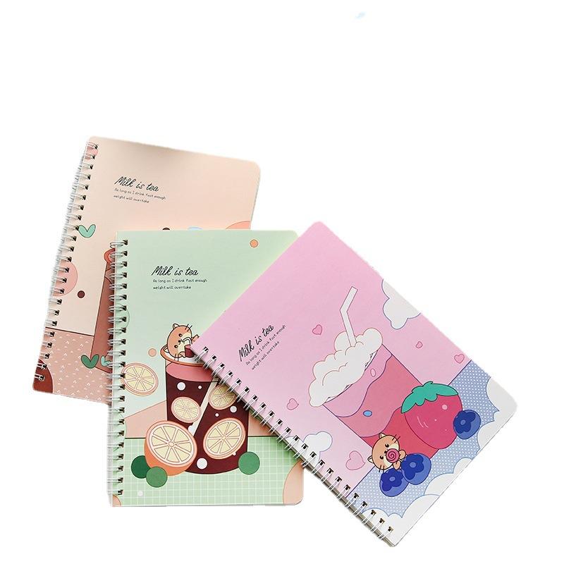 product-Lovely A5 Gold Spiral Binding Planner Exercise Books School Single Rule Cartoon Coloring Boo-1