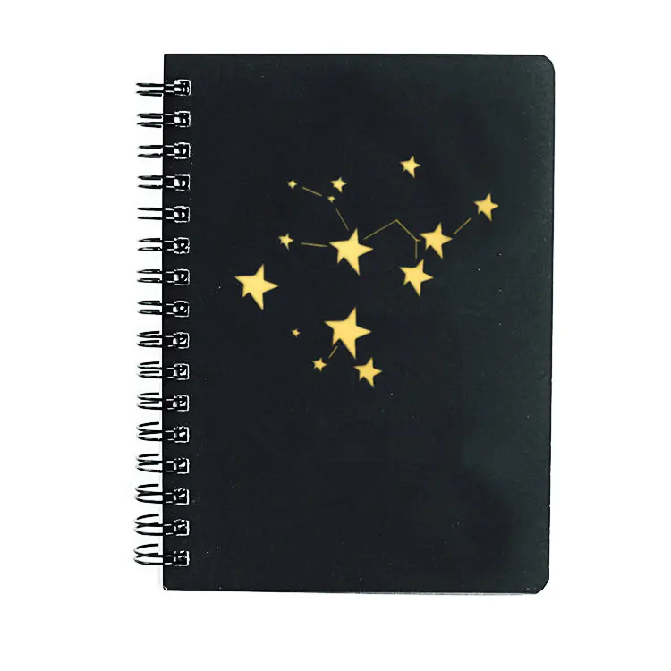 Custom High Quality Hardcover A5 Spiral Bound Black Notebook With Gold Foil Logo,custom logo