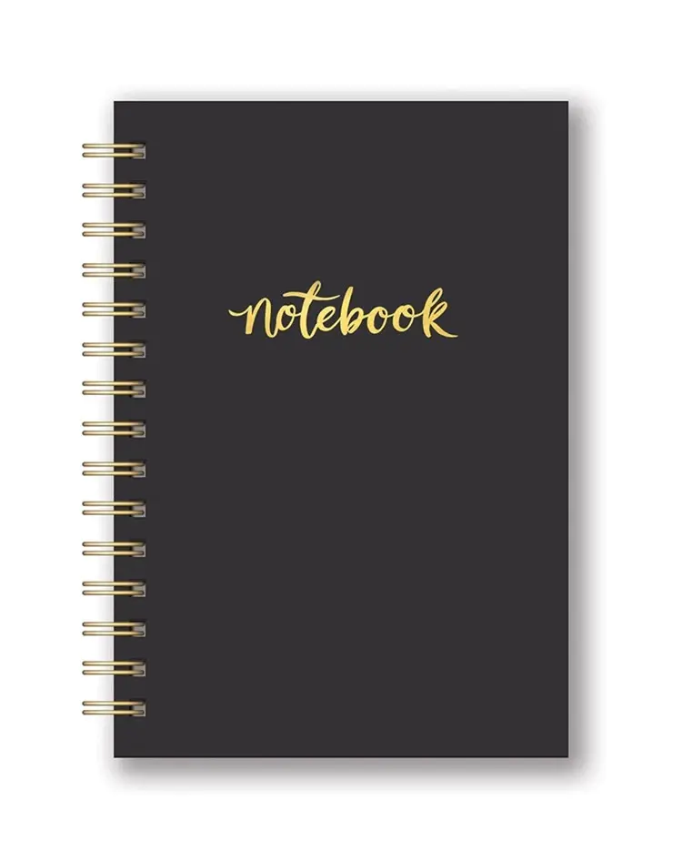 Alibaba Express China Hardcover Black Paper Spiral A6 Business Gold Foil Notebook For Sale