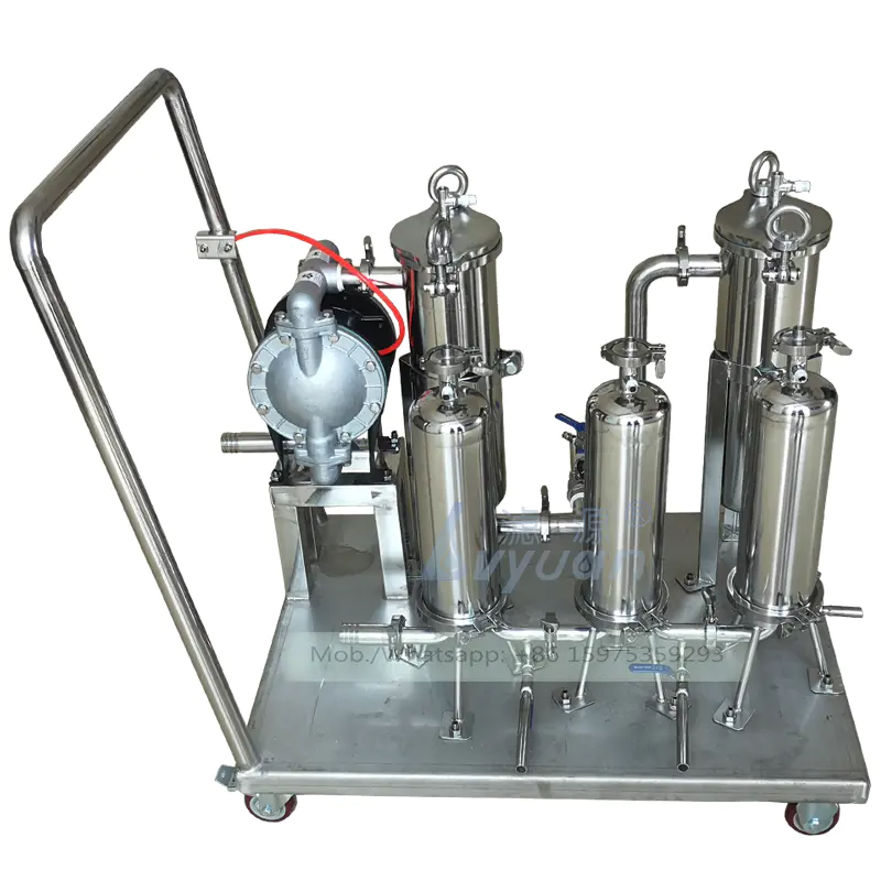 Hand cart model single/dual bags 304 316L stainless steel bag filter machine with liquid oil bag filter 10 microns 7x32 inch