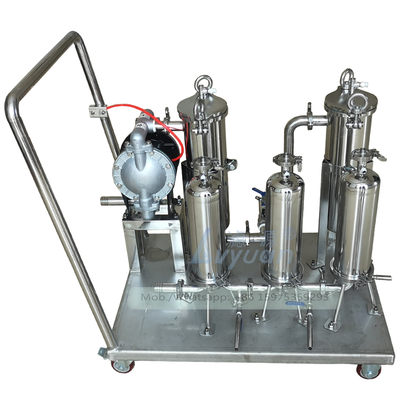 Hand cart model single/dual bags 304 316L stainless steel bag filter machine with liquid oil bag filter 10 microns 7x32 inch