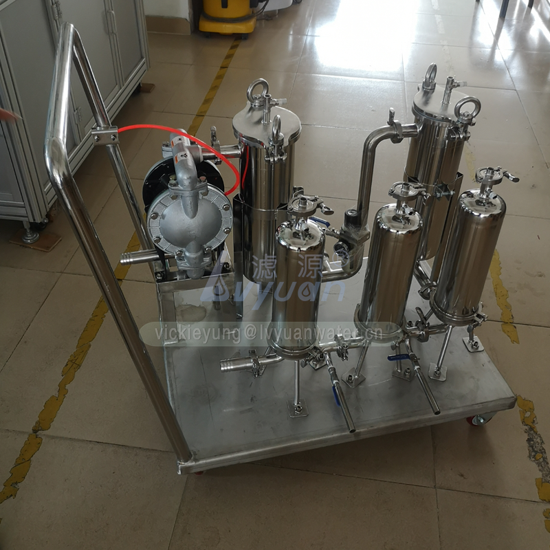 50 microns SS304 316L industrial glue liquid filter stainless steel cartridge filter machine with SS pneumatic diaphragm pump