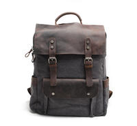 mochilas New Multi-function Fashion Men Backpack Vintage Canvas Backpack Leather School Bag Neutral Portable Travel Bag