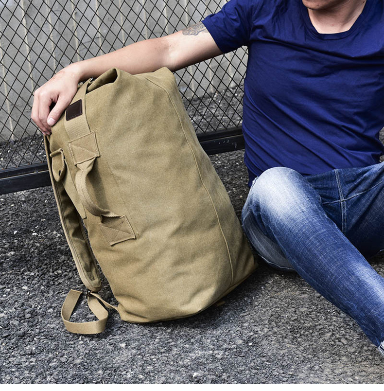 mochilas Men's Canvas Backpacks Multi-purpose Bucket Mountaineering Travel Bag Large Shoulder Bags Men Army Trip Foldable Hand Bag