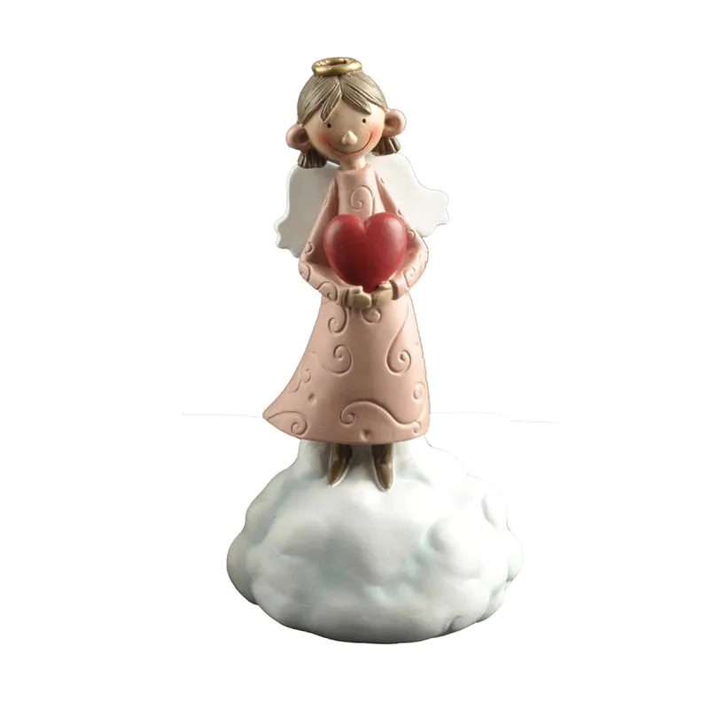 Hot Sale UniqueResin Decorative Holding Heart Little Angel Figurine on the Cloud