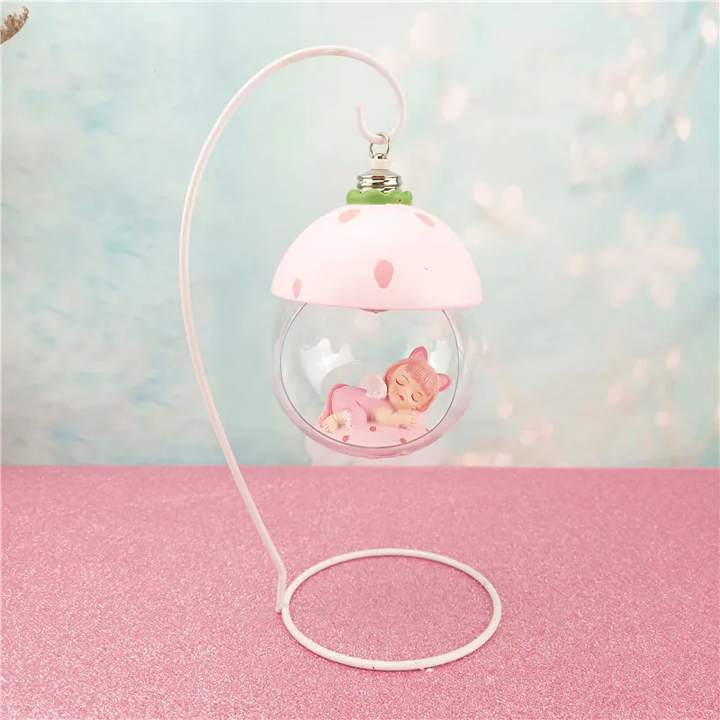 Wholesale Resin Charms Baby Sleeping Figurines Angel Statue Bobble Head Night Light Wind Chime Crystal Ball For Baby Room Decor