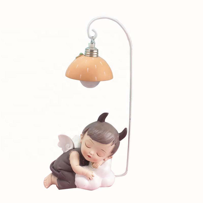 OEM Figurine Resin Angel Statue Kawaii Baby Night light Desk Lamp For kids