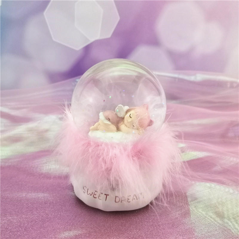 Natural Resin Angels Transparent Crystal ball Angelic Sleeping For Baby Room Decor Valentine Day Gift