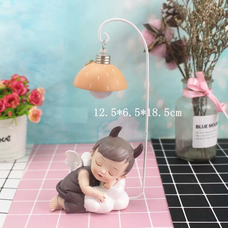 Wholesale Resin Charms Baby Sleeping Figurines Angel Statue Bobble Head Night Light Wind Chime Crystal Ball For Baby Room Decor