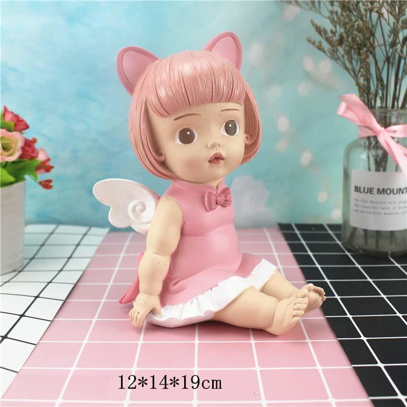 Wholesale Resin Charms Baby Sleeping Figurines Angel Statue Bobble Head Night Light Wind Chime Crystal Ball For Baby Room Decor