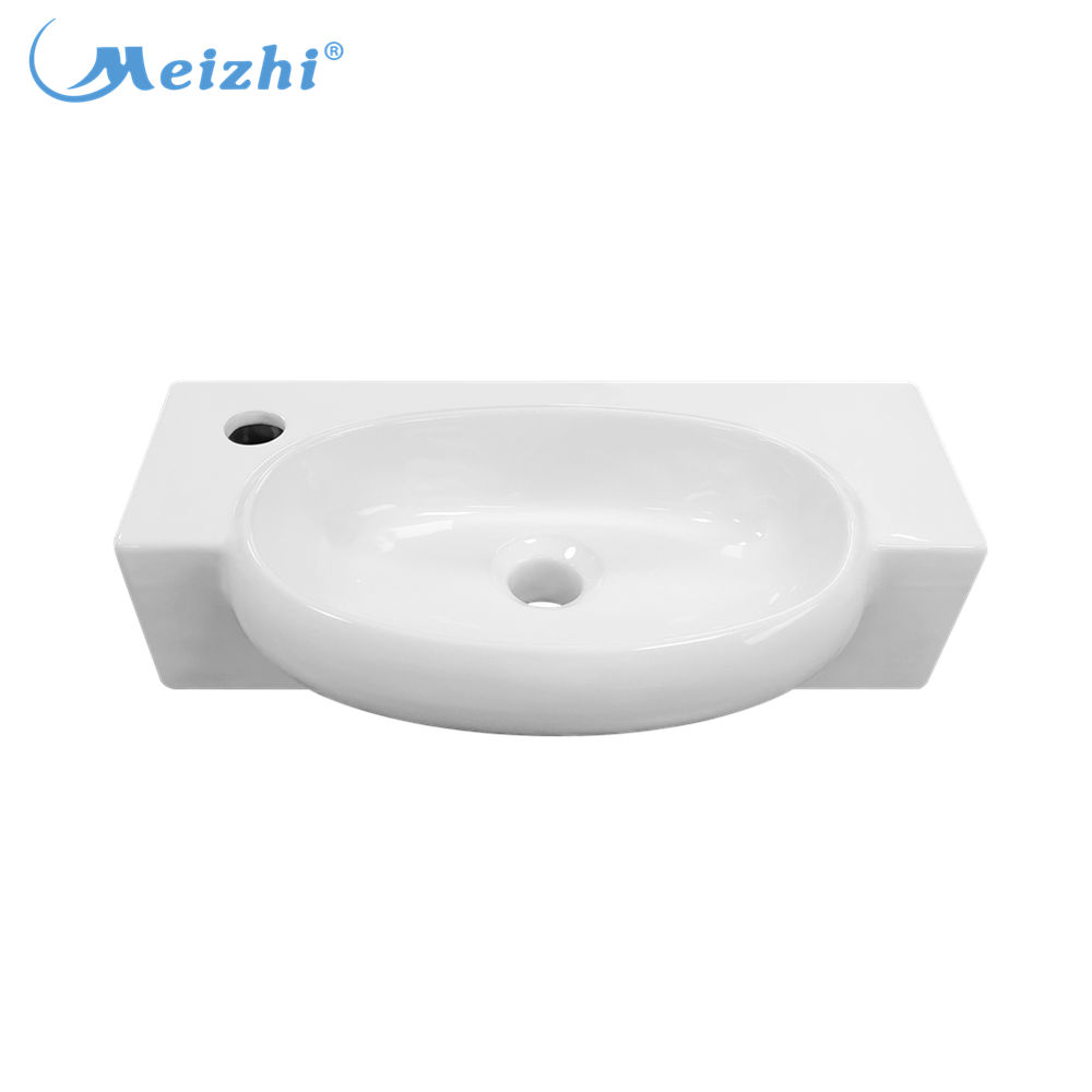 Meizhi ceramic white fixing to wall with back wall mounted wash basin