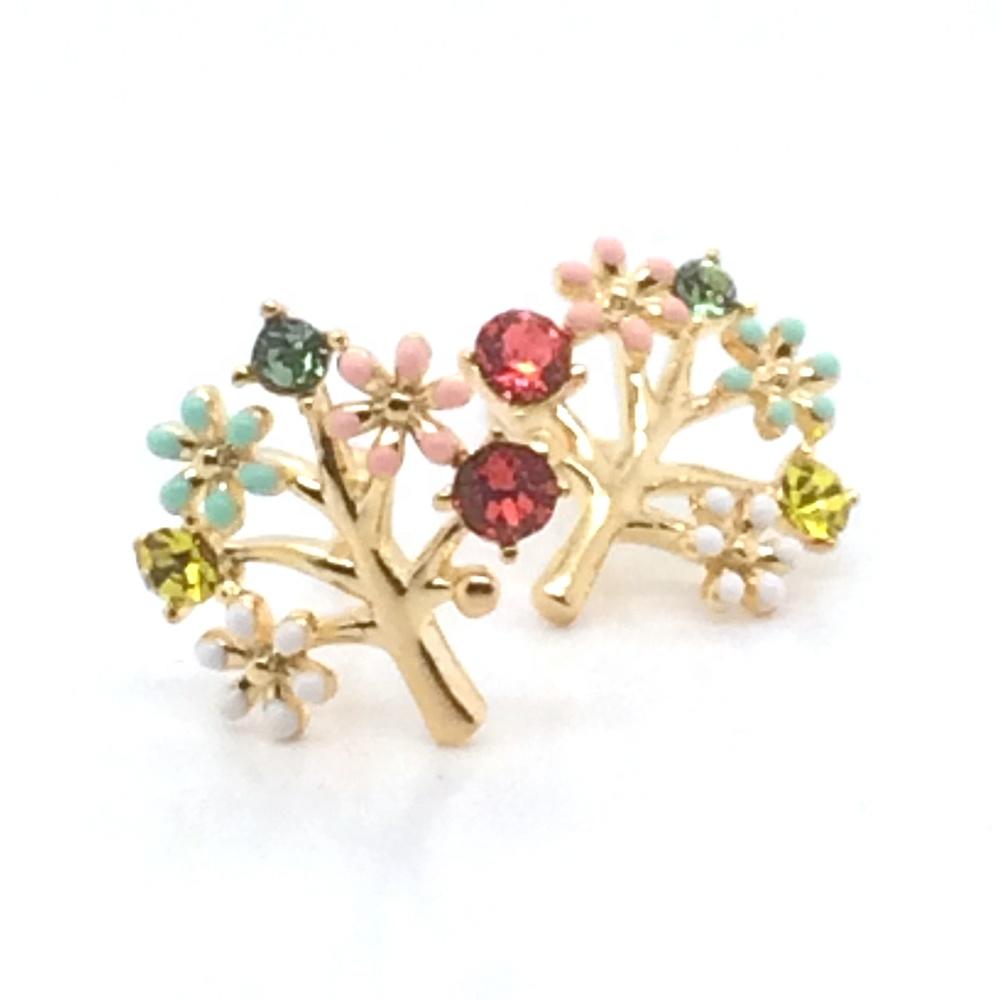 product-BEYALY-Tree Of Life Design Silver Jewellery Cute Earring Studs Gold Plated-img-2