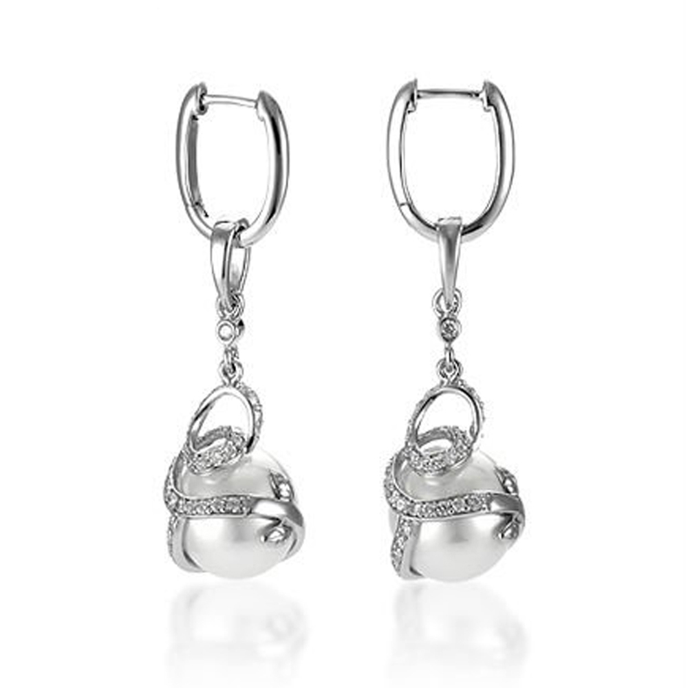 Latest fashion pearl cage charm silver clasp earring