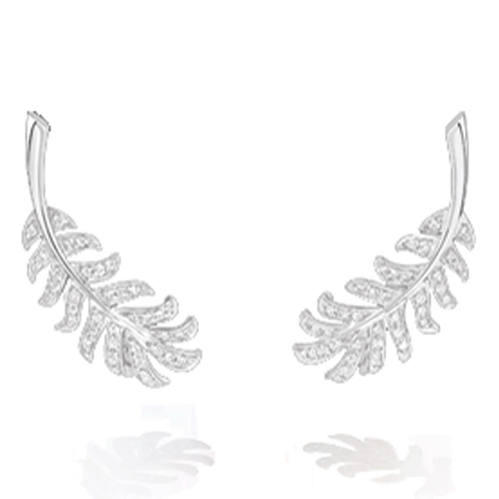 product-Rhodium Plating Feather Silver Cz Jewelry Earrings Women-BEYALY-img-3