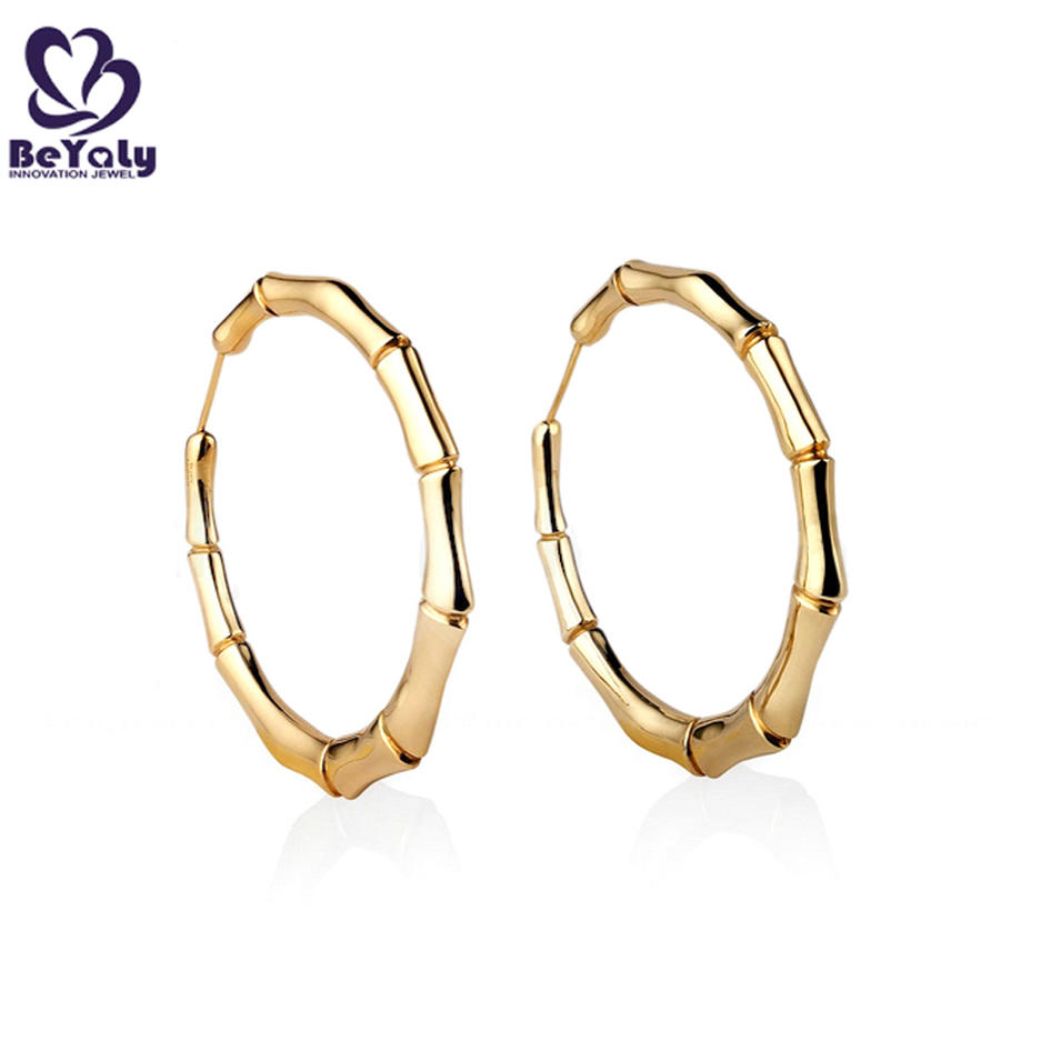 925 silver shiny bamboo shape gold casting clip earrings