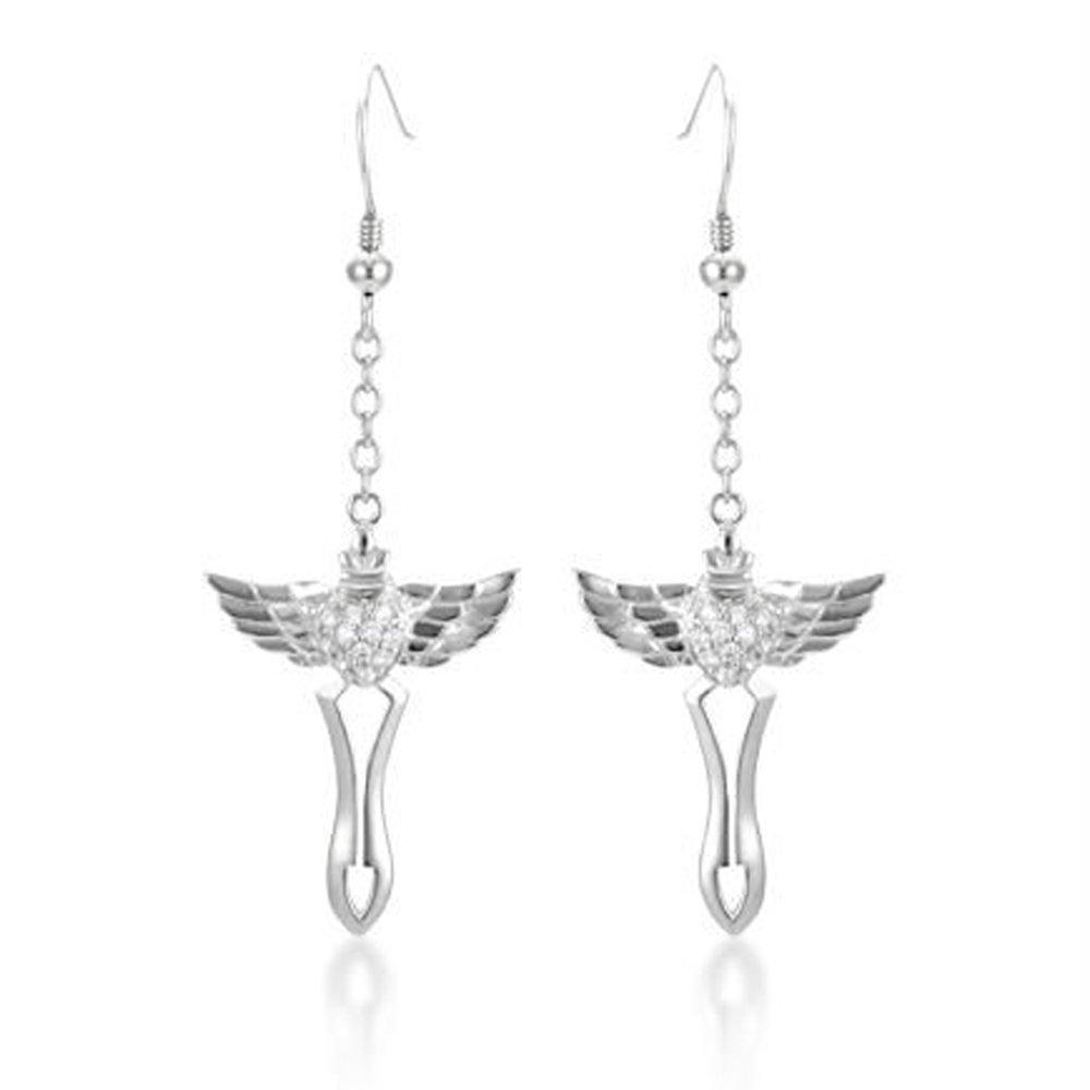 Fashion Bird Silver Custom Hanging Cross Earrings For Men